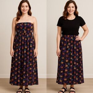 LuLaRoe Maxi Skirt XS Black Multi Print Stretch Waistband NWT – Skirt or Dress